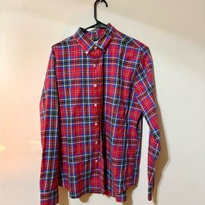 American Eagle Outfitters Red and Blue Plaid Men's Shirt